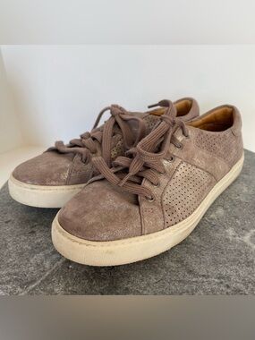 Trask Lindsey Pewter Leather Rose Gold Sneakers Tennis Shoes